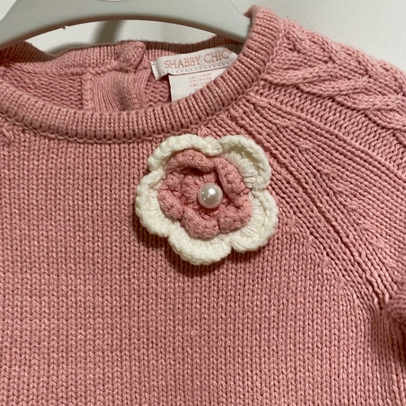 Adorable Knit Dress with Pearl Flower Detail - Picture 2 of 5
